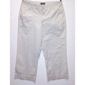 Oshkosh B'gosh Womens Crop Capri Pants 12 Deep Pkts beige Cotton Quality Fabric